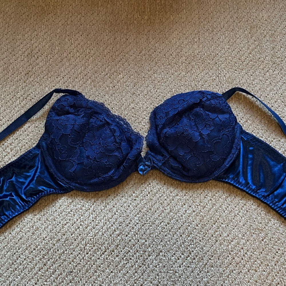 Blue lace bra